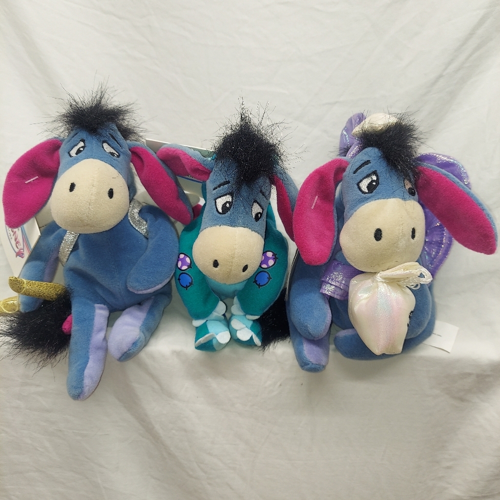 Walt Disney Store Eeyore Collection Bean Bag Plush Lot of 3 with Tags